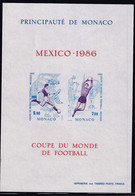 Monaco Blocs Et Feuillets Non Dentelés Et Essais De Couleur N°35 Mexico 1986 Coupe Du Monde De Football Bloc Essai De Co - 1986 – Mexico