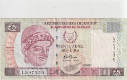 CENTRAL BANK OF CYPRUS  .  5 POUND   .  1-2-2001   . 2 SCANES - Cyprus