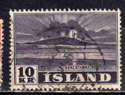 ISLANDA ICELAND ISLANDE 1948 ERUPTION OF HEKLA VOLCANO CLOSE VIEW 10k USED USATO OBLITERE' - Used Stamps