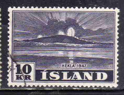 ISLANDA ICELAND ISLANDE 1948 ERUPTION OF HEKLA VOLCANO CLOSE VIEW 10k USED USATO OBLITERE' - Oblitérés