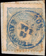 Zaragoza - Edi O 107 - Fragmento Mat Fech. Tp.II "Sos" Azul - Used Stamps