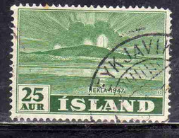 ISLANDA ICELAND ISLANDE 1948 ERUPTION OF HEKLA VOLCANO CLOSE VIEW 25a USED USATO OBLITERE' - Usados