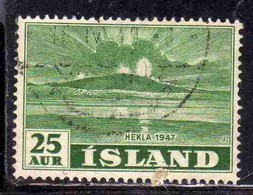 ISLANDA ICELAND ISLANDE 1948 ERUPTION OF HEKLA VOLCANO CLOSE VIEW 25a USED USATO OBLITERE' - Gebruikt