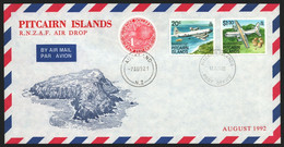 Pitcairn 1992 - Mi-Nr. 342 & 345 - Beleg - Fallschirmabwurf - Pitcairn