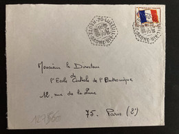 LETTRE TP DRAPEAU OBL. HEXAGONALE Tiretée 31-12 1966 LUXEUIL AIR HAUTE-SAONE (70) - Correo Aéreo Militar