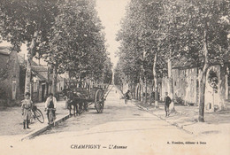 CPA 89  CHAMPIGNY L'AVENUE ANIMEE ATTELAGE - Champigny