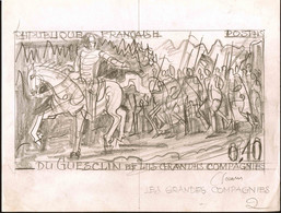 France Maquette - Projets N°1578 Du Guesclin Projet Non émis Signé Decaris - Artist Proofs