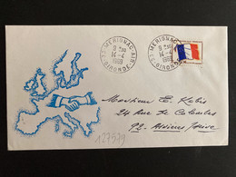 LETTRE TP DRAPEAU OBL.14-4 1969 33 MERIGNAC-AIR GIRONDE - Correo Aéreo Militar