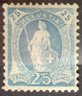 Suisse HELVETIA  1906: 13 Vertikalzähne Dents WZ I Zu 93A Mi 81C Yv 94a  - 25c Blau * Falz  Charnière MLH (Zu CHF 10.00) - Neufs