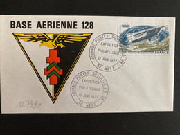 LETTRE BA 128 TP LINDBERGH 1,90 OBL.12 JUIN 1977 57 METZ JOURNEE PORTES OUVERTES BA 128 - Militärische Luftpost