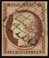 FRANCE  1849/1900 N°6 B 1f Carmin-brun TB Qualité:OBL Cote:1100 - 1849-1850 Cérès