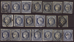 FRANCE  1849/1900 N°4 25c Bleu 20 Timbres TB  Qualité:OBL Cote:1300 - 1849-1850 Cérès