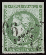 FRANCE  1849/1900 N°42B 5c Vert TB Qualité:OBL Cote:220 - 1870 Emission De Bordeaux