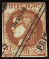 FRANCE  1849/1900 N°40Ba 2c Rouge-brique 1 Angle Court Qualité:OBL Cote:900 - 1870 Emission De Bordeaux