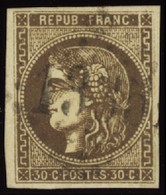 FRANCE  1849/1900 N°47 30c Brun TB Qualité:OBL Cote:280 - 1870 Emission De Bordeaux