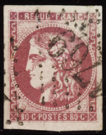 FRANCE  1849/1900 N°49 80c Rose TB  Qualité:OBL Cote:350 - 1870 Emission De Bordeaux