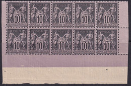 FRANCE  1849/1900 N°103 10c Noir Sur Lilas Bloc De 10 Cdf  Qualité:** Cote:450 - 1898-1900 Sage (Type III)