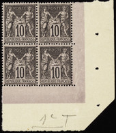 FRANCE  1849/1900 N°103 10c Noir Sur Lilas Bloc De 4 Cdf Qualité:** Cote:200 - 1898-1900 Sage (Type III)