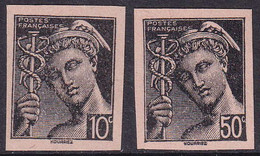 FRANCE  VARIETES N°546 Et 549 Mercure 2 Essais En Noir Qualité:(*) - 1938-42 Mercurio