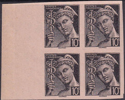 FRANCE  VARIETES N°546 10c Mercure Bloc De 4 Essais En Noir Qualité:(*) - 1938-42 Mercure