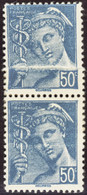 FRANCE  VARIETES N°549 Paire Impression Sur Raccord  Qualité:** Cote:130 - 1938-42 Mercure