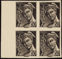 FRANCE  VARIETES N°549 50c Mercure Essai En Noir Sur Rose Bloc De 4  Qualité:(*) - 1938-42 Mercurius