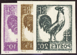 FRANCE  VARIETES N°631 /32/33/40/46/47/48 Coq 7 Valeurs Non Dentelées Impression Recto-verso  Qualité:** Cote:480 - 1944 Gallo E Marianna Di Algeri