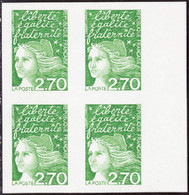 FRANCE  VARIETES N°3091d 2f70 Vert Bloc De 4 Non Dentelé Accidentel  Qualité:** Cote:600 - Unused Stamps