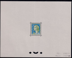 FRANCE  EPREUVES N°1263 025 Marianne De Decaris épreuve Dentelée En Vert Et Bleu - 1960 Marianne (Decaris)