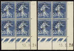 FRANCE  COINS DATES PREOBLITERES N°56 A 25c Semeuse Bleu 13-5-24 Les 2 Galvanos Qualité:** Cote:790 - Autres & Non Classés