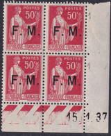 FRANCE  C.DATES FM N°7 50c Paix 15-1-37 Qualité:** Cote:100 - Autres & Non Classés