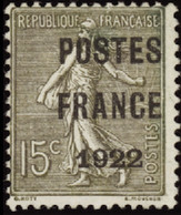 FRANCE  PREOBLITERES N°37 15c Semeuse Lignée "Postes France 1922" Qualité:(*) Cote:700 - Other & Unclassified