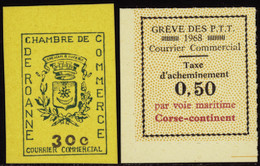 FRANCE  GREVE  1968 Roanne + Corse-continent 2 Valeurs  Qualité:** Cote:105 - Otros & Sin Clasificación