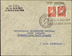 FRANCE  GUERRE N°514 1f Pétain X2 Surch Libération Sur Lettre Obl Batz 9-5-45 Qualité:OBL Cote:250 - War Stamps
