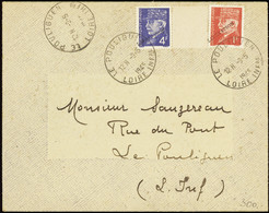 FRANCE  GUERRE N°514 + 521A 2 Vals Pétain Surch Libération Sur Lettre TB  Qualité:OBL Cote:200 - War Stamps