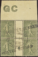 FRANCE  POSTES SERBE A CORFOU N°130 Bloc De 4 Manchette GC Milésimel 8 Surcharge Postes Serbes  Qualité:OBL - War Stamps