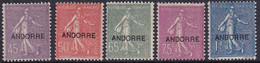 ANDORRE   N°14 /18 Semeuses Lignées 5 Valeurs  Qualité:** Cote:301 - Unused Stamps