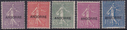 ANDORRE   N°14 /18 Semeuses Lignées 5 Valeurs  Qualité:** Cote:301 - Nuovi