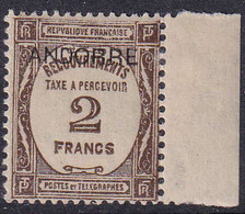 ANDORRE  TAXES N°14 2f Sépia Bdf  Qualité:** Cote:510 - Unused Stamps