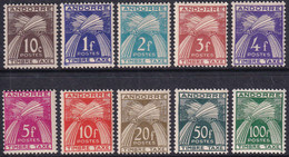 ANDORRE  TAXES N°32 /41 10 Valeurs Qualité:** Cote:235 - Nuovi