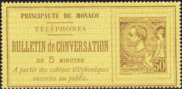 MONACO  TELEPHONE N°1 50c Brun Sur Jaune  Cote:575 - Telefon