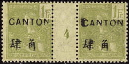 CANTON  MILLESIMES N°46 1f Vert-olive Millésime 4 (gomme Coloniale)  Qualité:** Cote:420 - Unused Stamps