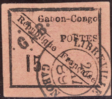 GABON   N°14 15c Noir Sur Rose TB Qualité:OBL Cote:1500 - Used Stamps
