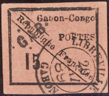 GABON   N°14 15c Noir Sur Rose TB Qualité:OBL Cote:1500 - Usati