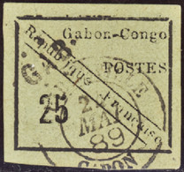 GABON   N°15 25c Noir Sur Vert TB Qualité:OBL Cote:1350 - Used Stamps