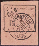 GABON   N°14 15c Noir Sur Rose Bdf (aminci)  Qualité:OBL Cote:1500 - Used Stamps