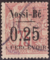 NOSSI-BE  TAXES N°17 0,25 Sur 75c Rose TB Qualité:OBL Cote:775 - Used Stamps