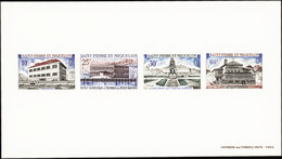 ST.PIERRE & MIQUELON  EPREUVES N°387 /390 Monuments épreuve De Luxe Collective   Cote:350 - Ongetande, Proeven & Plaatfouten
