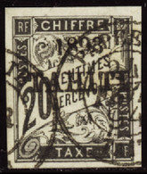 TAHITI  TAXES N°21 20c Noir TB  Qualité:OBL Cote:720 - Used Stamps