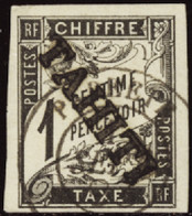 TAHITI  TAXES N°1 1c Noir TB Qualité:OBL Cote:500 - Used Stamps